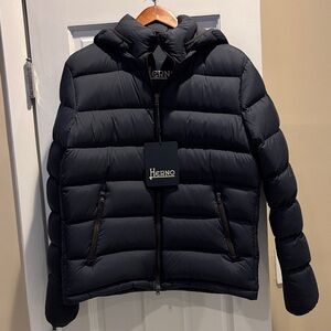 Herno Navy Blue Hooded Puffer Jacket